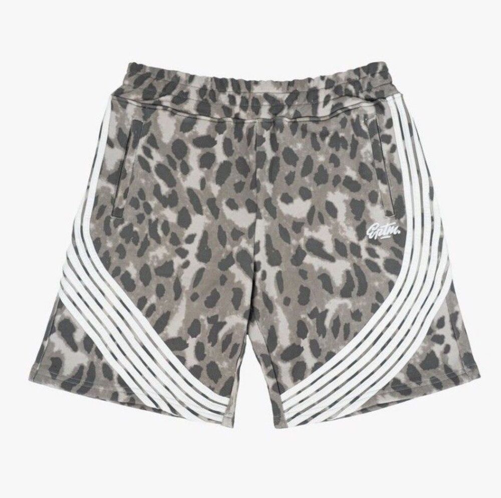 EPTM Gray Leopard Print Side Stripe Shorts Mens Streetwear Size S NWT